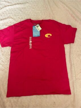Pink costa t-shirt with yellow graphics